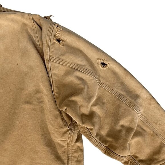 Carhatt Mens Khaki Relaxed Fit Duck Blanket Lined Detroit Jacket Size large 90’s - Picture 4 of 6